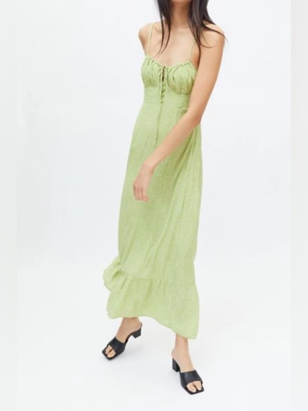 Urban Outfitters Light Green Printed Maxi Dress
